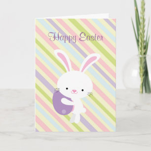 Cartes Pour Fêtes Annuelles Cartoon customisé Rabbit de Pâques avec bandes