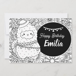 Cartes Pour Fêtes Annuelles Cartoon Cute Llama Anniversaire de enfant colorati