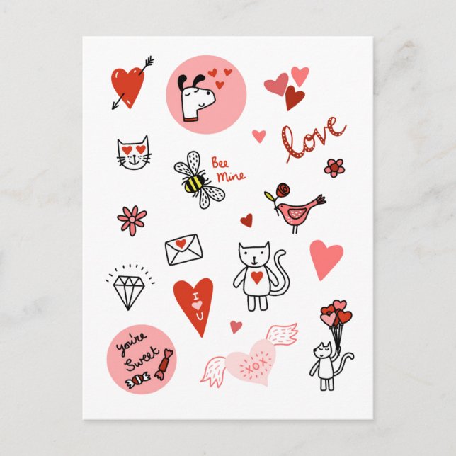 Cartes Pour Fêtes Annuelles Cartoon d'amour de la Saint Valentin (Devant)