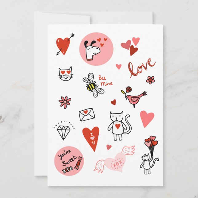 Cartes Pour Fêtes Annuelles Cartoon d'amour de la Saint Valentin (Devant)