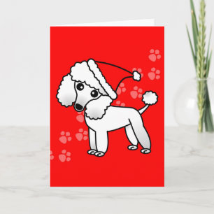 Cartes Pour Fêtes Annuelles Cartoon de caniche blanc mignon Santa Hat