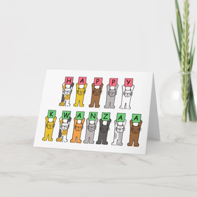 Cartes Pour Fêtes Annuelles Cartoon de chats pour un Joyeux Kwanzaa (Devant)