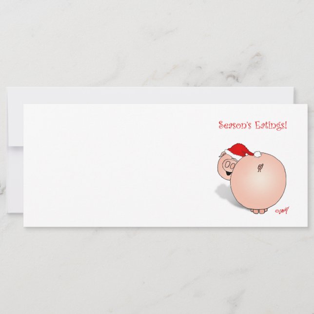 Cartes Pour Fêtes Annuelles Cartoon de cochon pour Bonnes Fêtes (Manges). (Devant)