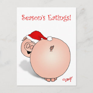 Cartes Pour Fêtes Annuelles Cartoon de cochon pour Bonnes Fêtes (Manges).