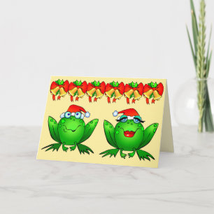 Cartes Pour Fêtes Annuelles Cartoon de grenouilles de vacances sautillantes ch