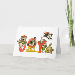Cartes Pour Fêtes Annuelles Cartoon de Noël Kitten Cats JOYCARD