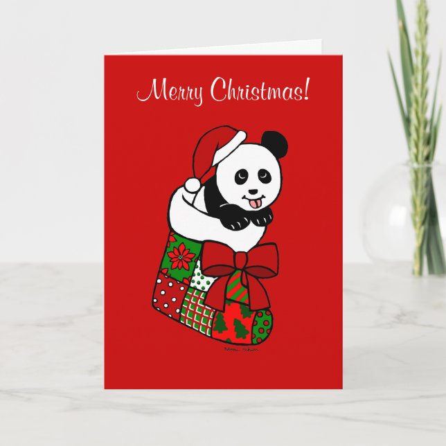 Cartes Pour Fêtes Annuelles Cartoon de Noël Panda Stocker (Devant)