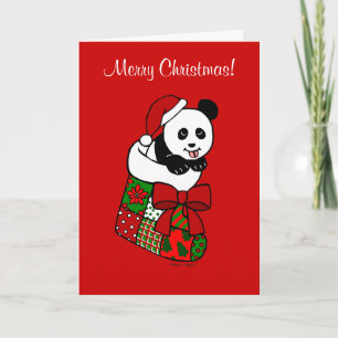 Cartes Pour Fêtes Annuelles Cartoon de Noël Panda Stocker