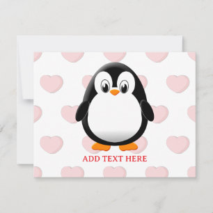 Cartes Pour Fêtes Annuelles Cartoon de pingouin mignon Valentines personnalisé