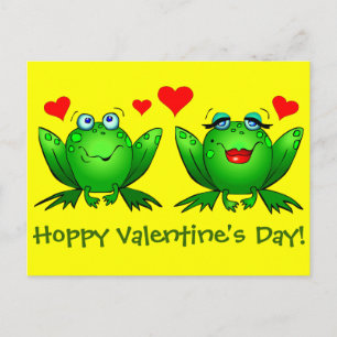 Cartes Pour Fêtes Annuelles Cartoon Grenouilles Heureuses Saint-Valentin Jaune