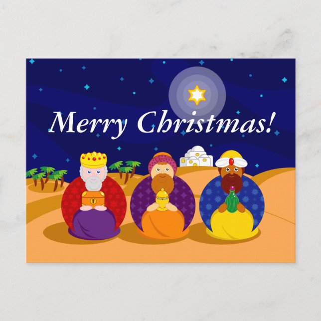 Cartes Pour Fêtes Annuelles Cartoon of "The Three Kings" / "Three Wise Men", (Devant)