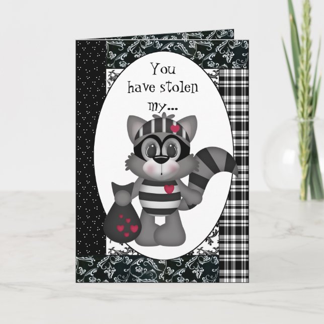Cartes Pour Fêtes Annuelles Cartoon Raccoon Valentine's Day Greeting card (Devant)
