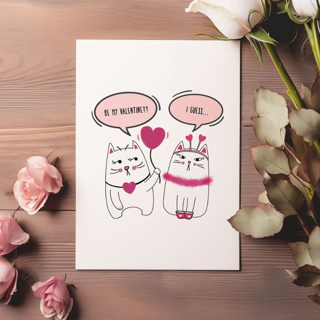 Cartes Pour Fêtes Annuelles Cartoon Sarcastique Chat Couple Saint Valentin (Créateur téléchargé)