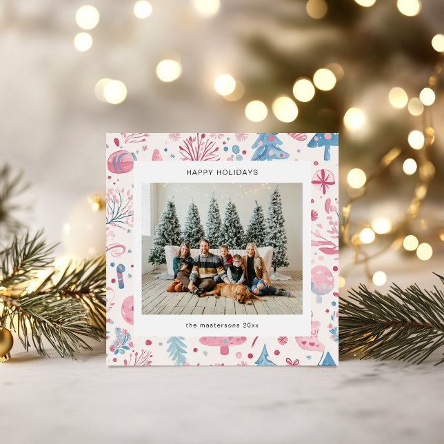 Cartes Pour Fêtes Annuelles Cartoon Style Pastel Illustrations de vacances Car (Créateur téléchargé)