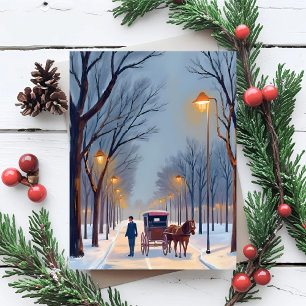 Cartes Pour Fêtes Annuelles Cascade Vintage de neige de Boston