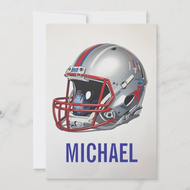 Cartes Pour Fêtes Annuelles Casque de football motivationnel inspirant Nom (Devant)