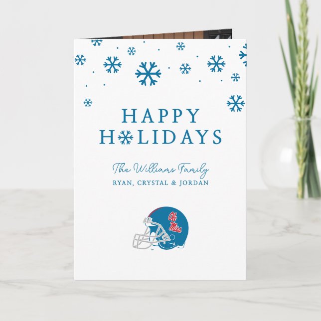 Cartes Pour Fêtes Annuelles Casque Ole Miss Football | Bleu clair (Devant)