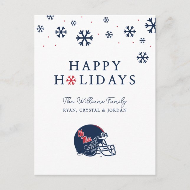 Cartes Pour Fêtes Annuelles Casque Ole Miss Football | bleu foncé (Devant)