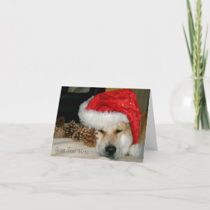 Cartes Pour Fêtes Annuelles Casquette rouge de père Noël de chien mignon