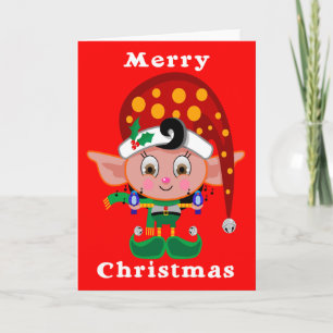 Cartes Pour Fêtes Annuelles Casquette rouge Elf