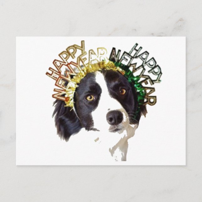 Cartes Pour Fêtes Annuelles Casquettes de port de bonne année de chien (Devant)
