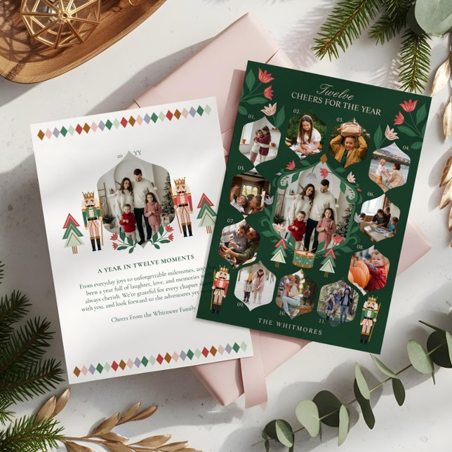 Cartes Pour Fêtes Annuelles Casse-Noisette Année En Critique 12 Photos Familia (Nutcracker Year In Review 12 Family Photos Moments Holiday Card)