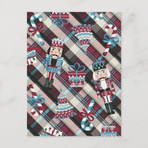 Cartes Pour Fêtes Annuelles Casse-Noisette de Noël Carreaux Bleu Bourgogne