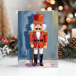 Cartes Pour Fêtes Annuelles Casse-noisette de Noël   Soldat Rouge Aquarelle