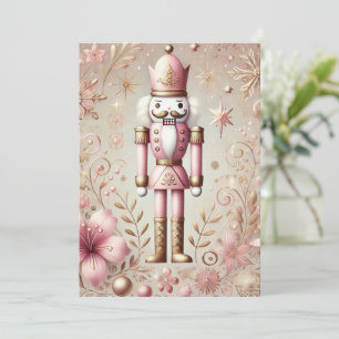 Cartes Pour Fêtes Annuelles Casse-noisette pastel rose et or élégant et fantai