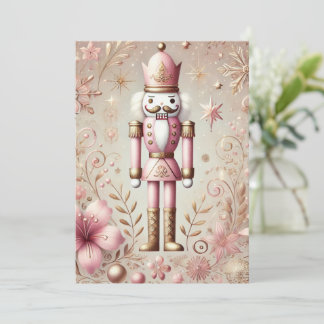 Cartes Pour Fêtes Annuelles Casse-noisette pastel rose et or élégant et fantai