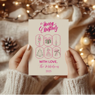 Cartes Pour Fêtes Annuelles Casse-Noisette Rose Coquette Noël