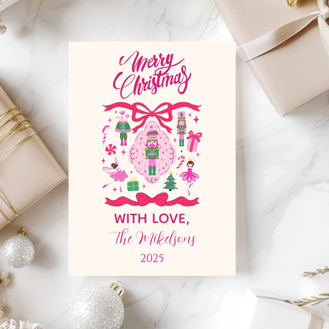 Cartes Pour Fêtes Annuelles Casse-Noisette Rose de Noël (Créateur téléchargé)