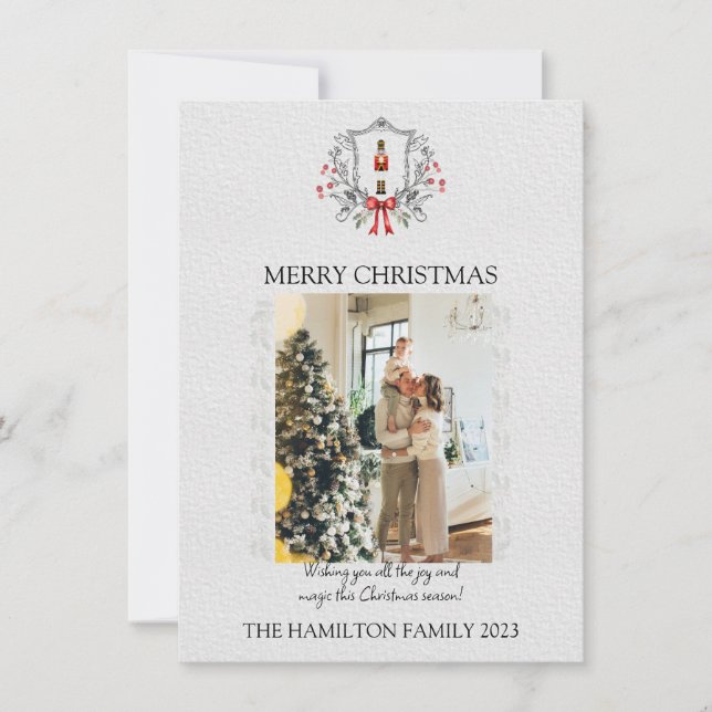 Cartes Pour Fêtes Annuelles Casse-noix Holly Frame avec photo (Devant)