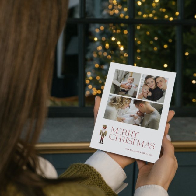 Cartes Pour Fêtes Annuelles Casse-noix moderne Merry Typographie 3 Photo (A Nutcracker Holiday! Wishing You a Merry Christmas in Modern Minimalist Style. 🎄🎭 )