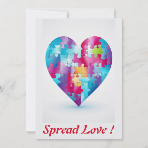 Cartes Pour Fêtes Annuelles Casse-tête d'amour Cœur Arc-en-ciel 3 Personnalisé