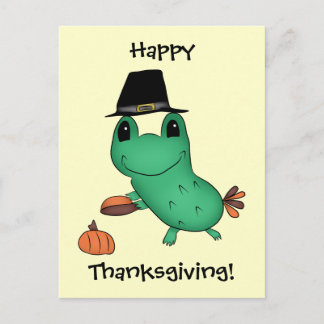 Cartes Pour Fêtes Annuelles Cassie's Thanksgiving pilgrim frog