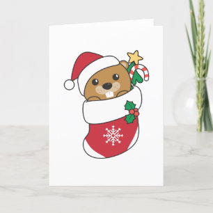 Cartes Pour Fêtes Annuelles Castor Noël Neige Hiver Animaux Castor