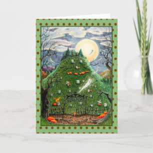 Cartes Pour Fêtes Annuelles CASTROPHE EN NEUF VIES CEMETTRE ART ÉFFRAYANT Blan