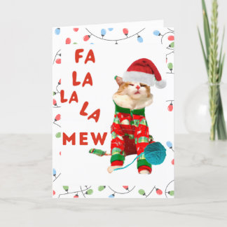 Cartes Pour Fêtes Annuelles Cat Christmas Card Fa la la Mew