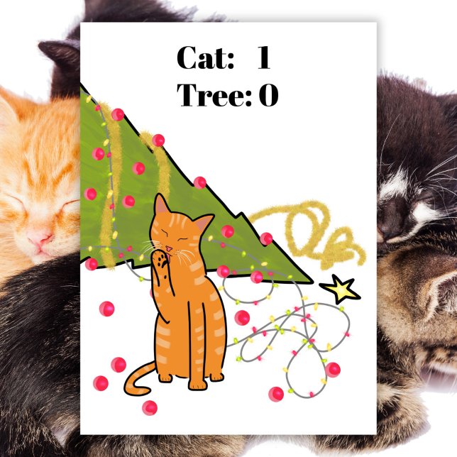 Cartes Pour Fêtes Annuelles Cat Christmas tree jeu vidéo drôle plat (Créateur téléchargé)