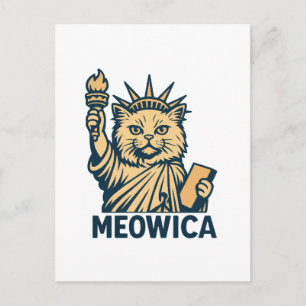 Cartes Pour Fêtes Annuelles Cat Liberty Meowica Patriotique Feline Liberté