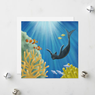 Cartes Pour Fêtes Annuelles Cat Mermaid