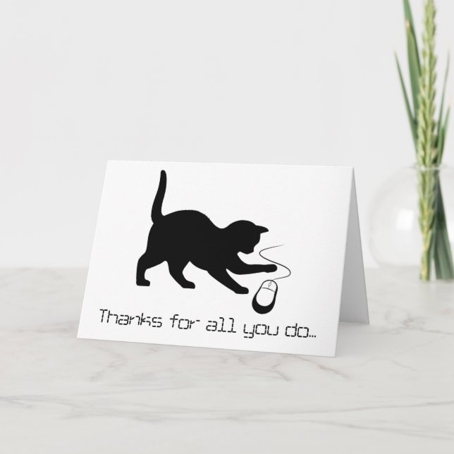 Cartes Pour Fêtes Annuelles Cat Mouse Merci Technicien, Logiciel, Programmeur (Devant)