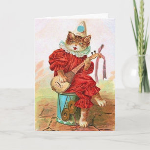 Cartes Pour Fêtes Annuelles Cat victorien Minstrel Serenade Valentine