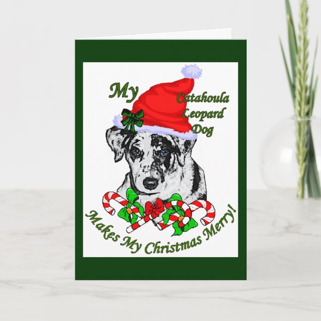 Cartes Pour Fêtes Annuelles Catahoula Leopard Chien cadeaux de Noël (Devant)