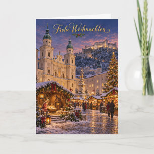 Cartes Pour Fêtes Annuelles Cathédrale de Salzbourg et crèche Joyeux Noël