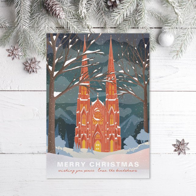 Cartes Pour Fêtes Annuelles Cathédrale d'hiver Illustré Noël (Créateur téléchargé)