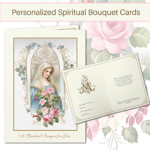 Cartes Pour Fêtes Annuelles Catholic Bouquet de Prières Spirituelles Roses