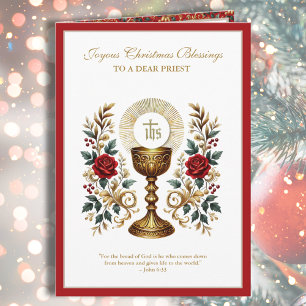 Cartes Pour Fêtes Annuelles Catholic Eucharistie de Noël Roses Rouges