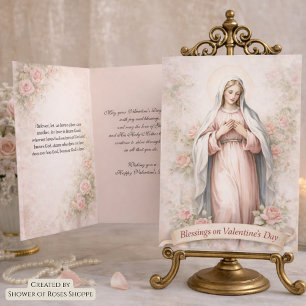 Cartes Pour Fêtes Annuelles Catholic Mother Mary Roses roses roses Saint-Valen